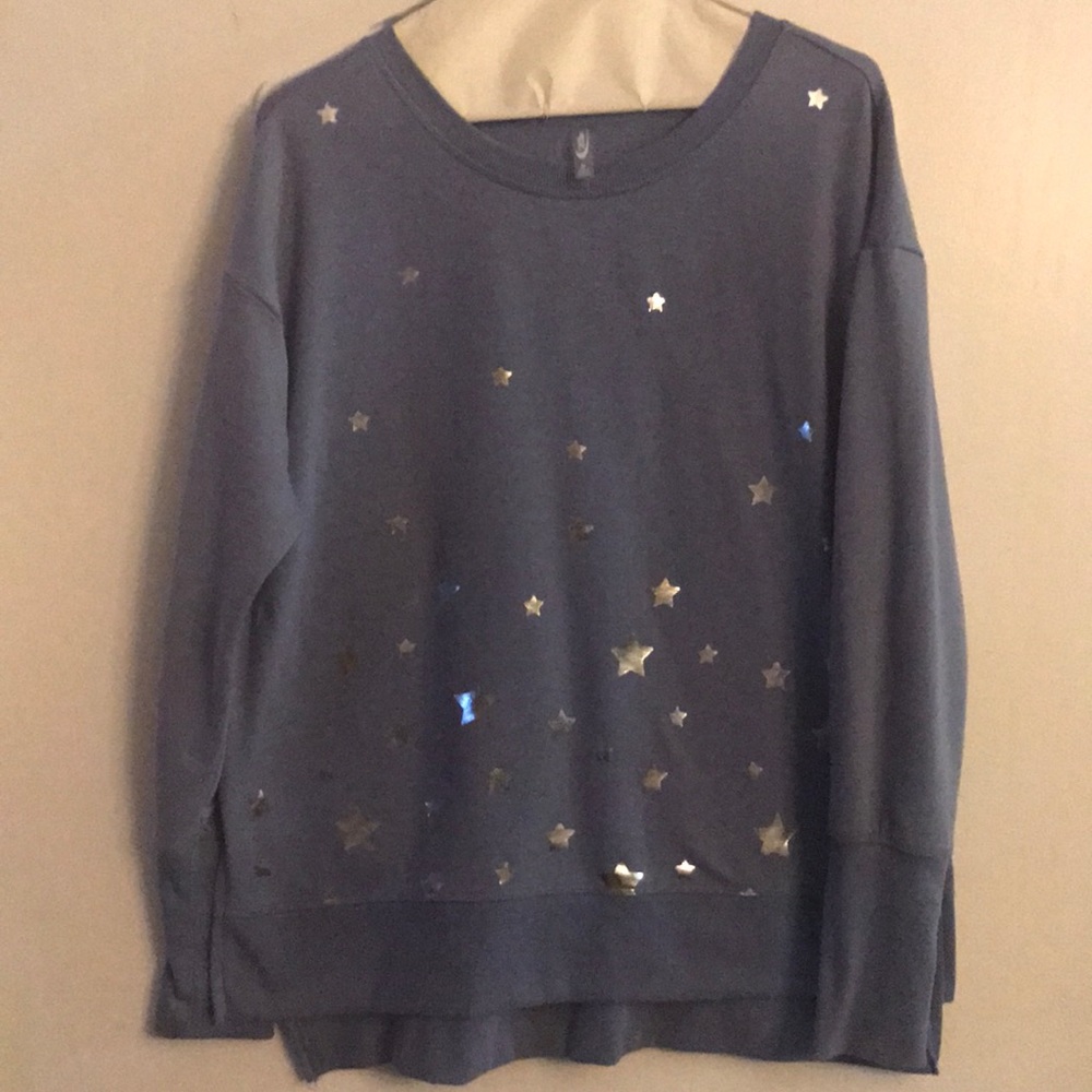 Blue sweatshirt with silver stars